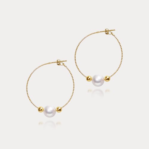 瑭果盒珠寶·設計 La Bonbonnière Jewelry Orbit | 7.5-8mm 小巴黎耳圈 日本Akoya海水珍珠 18K耳環