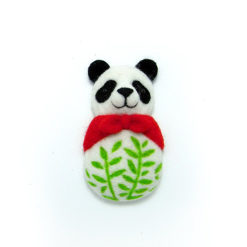 <Wool felt> Panda with Bamboo (L Size) - by WhizzzPace - เข็มกลัด - ขนแกะ 