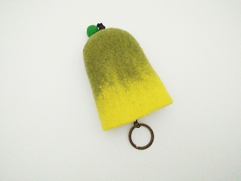 miniyue Wool felt bell type key bag (small) Pledge Series: Health Made in Taiwan full manual - Keychains - Wool Yellow