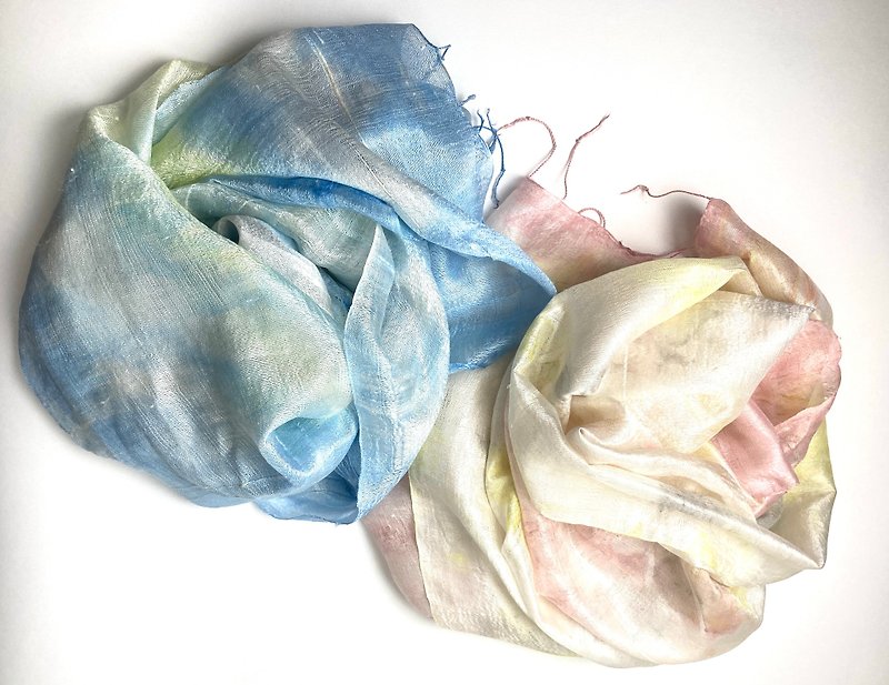 Very thin and beautiful handwoven tie-dye silk scarf - 絲巾 - 絲．絹 粉紅色