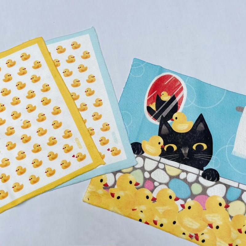 【Flora Original Design】Little Black and Chirp Duck | Towel | 30*30 cm - Towels - Polyester Multicolor