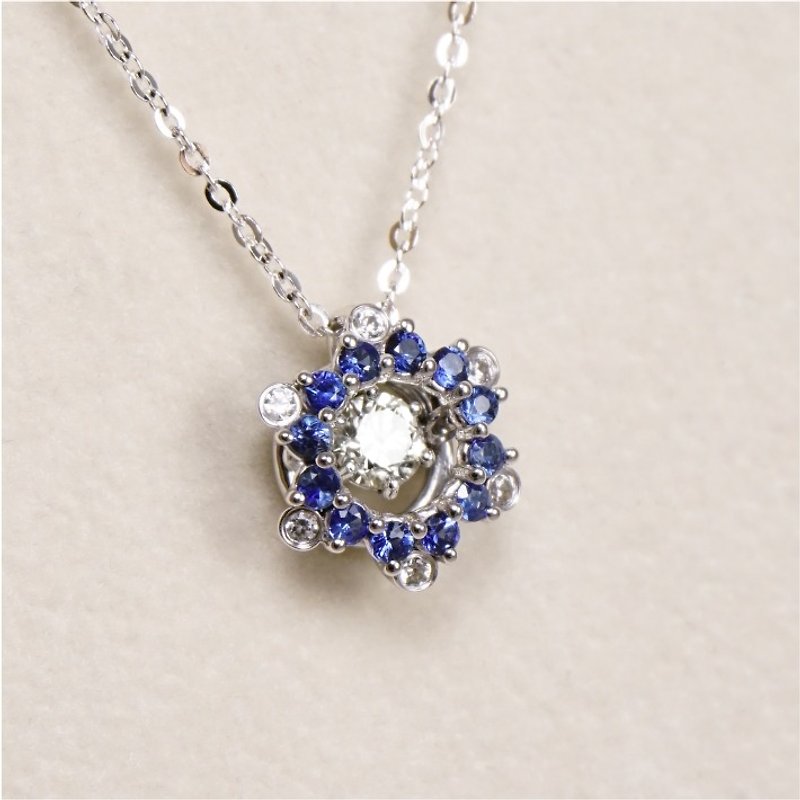 Polar Star Blue - Flashing Diamond K Gold Necklace - Necklaces - Gemstone Blue