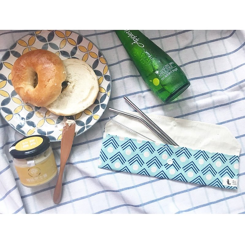 Green Cutlery Bag/Tableware | Japanese Fabric x Waterproof Film - Beverage Holders & Bags - Waterproof Material 
