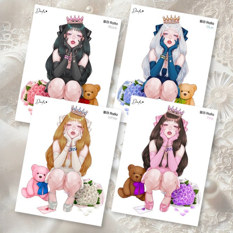 Lala 4 types sticker (dake) girl stickers - 貼紙 - 紙 多色