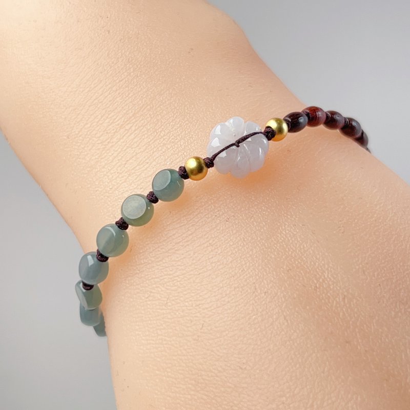 冰種藍水翡翠小花編織手鍊 | 天然A貨翡翠 | 送禮 - 手鍊/手鐲 - 玉石 多色