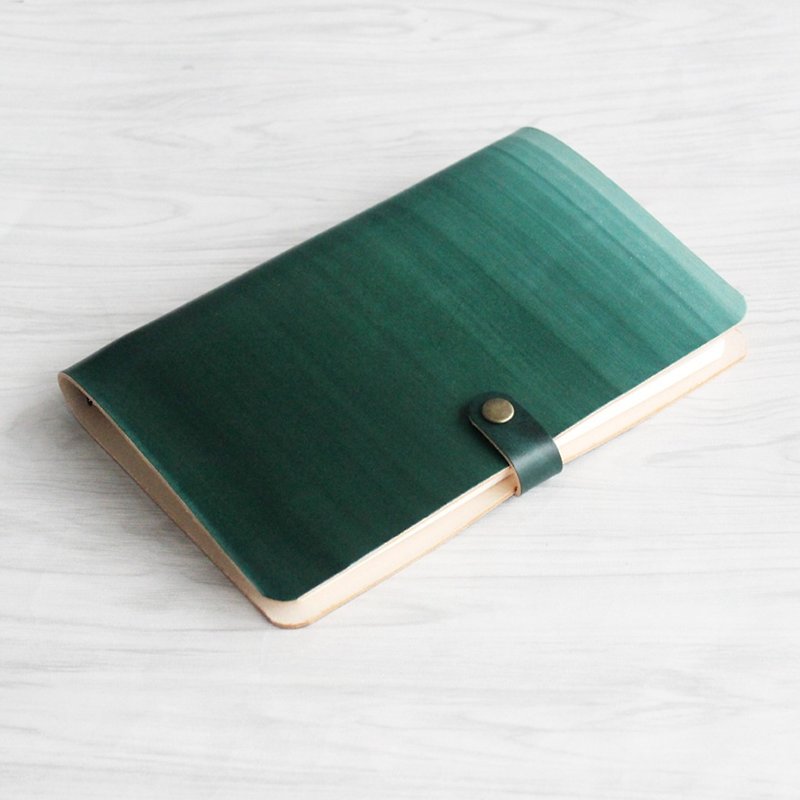 The first layer of vegetable tanned leather dark green gradient dyeing a5 loose-leaf notebook custom gift creative gift - สมุดบันทึก/สมุดปฏิทิน - หนังแท้ สีเขียว