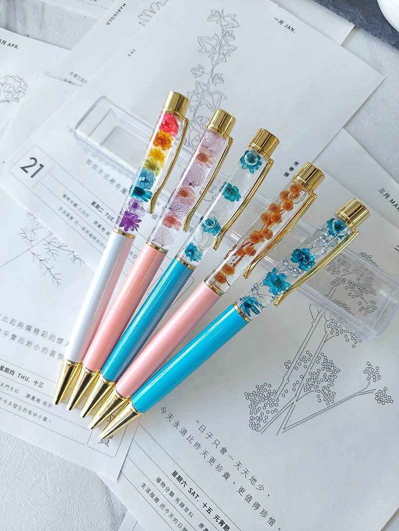 [In stock. Customized] Gilt Freehand Floating Flower Pen Graduation Gift/Friends/Lover/Family Gift - Dried Flowers & Bouquets - Plants & Flowers Multicolor