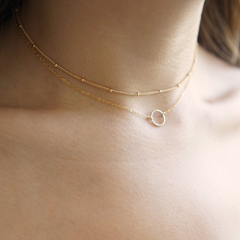 簡約迷你圓形項鏈 - 925銀 - 極簡項鏈 - 大陽項鏈 - 簡單項鏈 - 項鍊 - 純銀 金色