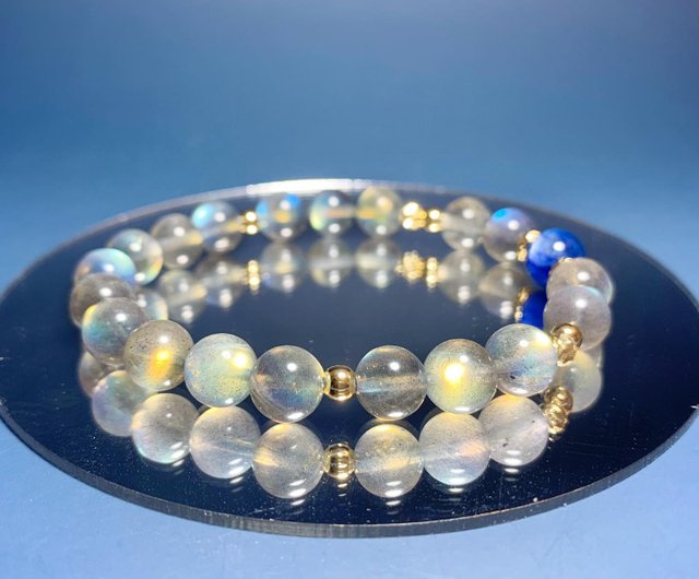 ナチュラルカラーのラブラドライトデザインブレスレット - ショップ