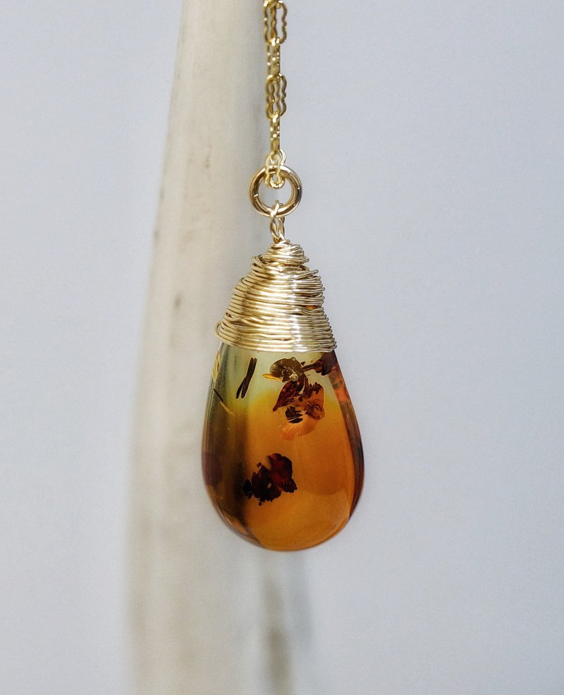 14K包金 GF 波羅的海琥珀頸鍊 ( 14K GF Baltic Amber Necklace ) - 項鍊 - 水晶 