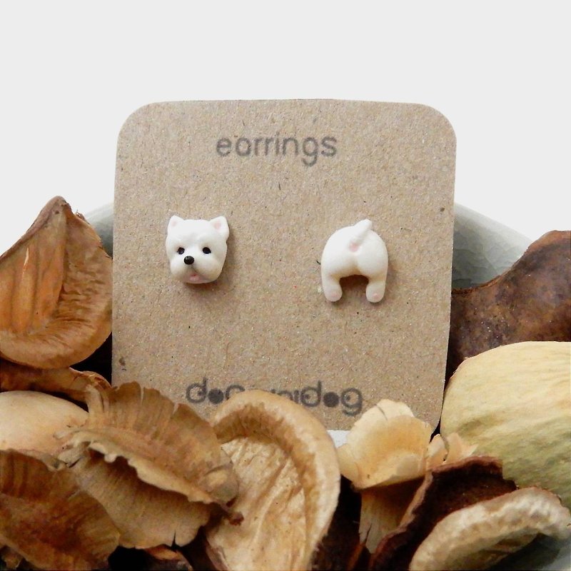 West Highland White Terrier earrings with papercraft box for dog lovers. - Earrings & Clip-ons - Other Materials 