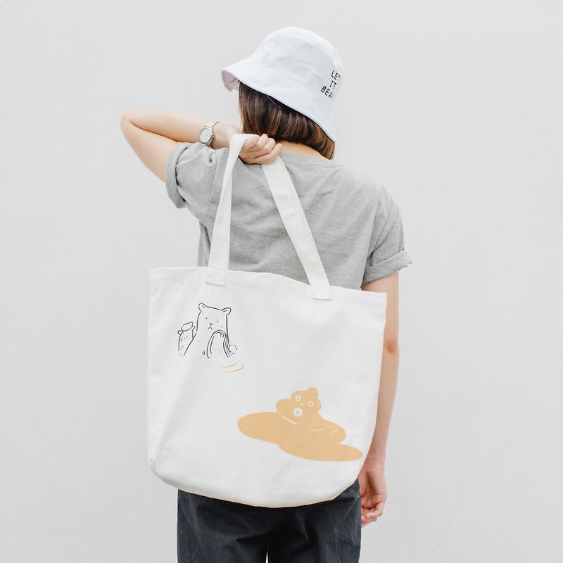 Oh sh!t, Changeable color tote bag by Jiranarong - Handbags & Totes - Cotton & Hemp White