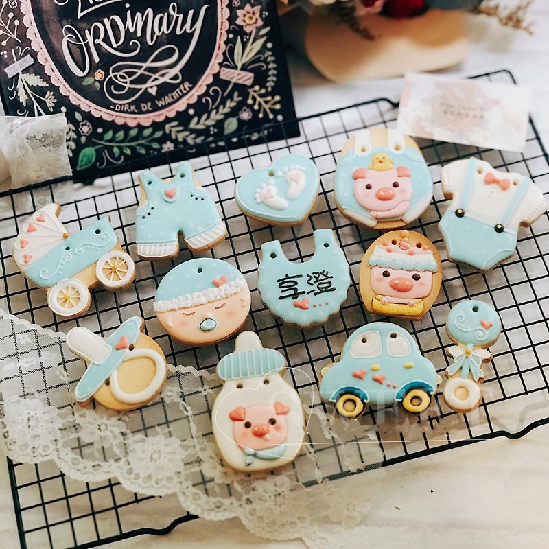 Baby boy receives saliva biscuit icing biscuit wedding birthday - Handmade Cookies - Fresh Ingredients 