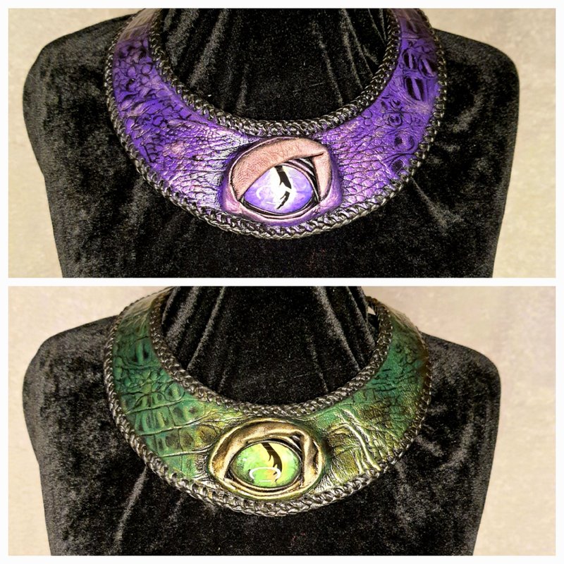 Dragon eye necklace,magic amulet,leather necklace,dungeons and dragons,cosplay - Necklaces - Genuine Leather Multicolor