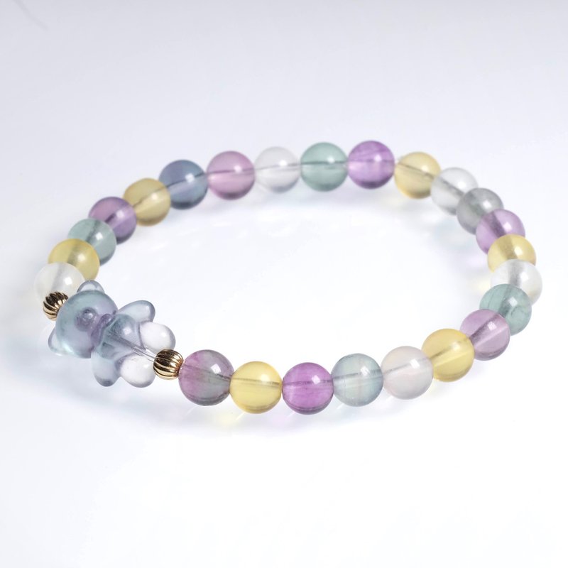 【Colorful Bear】#148 One Picture One Object│7mm Gradient Purple Blue Stone Bear Colorful Stone Crystal Bracelet Gift - สร้อยข้อมือ - คริสตัล หลากหลายสี