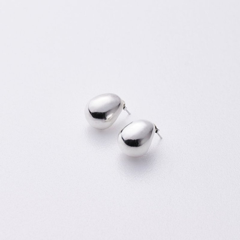 Oval Sphere earrings 橢圓立體耳環 - 耳環/耳夾/耳骨夾 - 純銀 