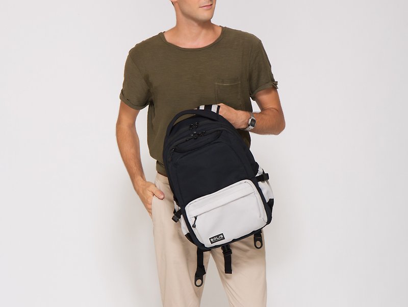 SOLIS Color Palette Series│13'' Reise Premium Laptop Backpack│Gray/Black - Laptop Bags - Polyester 