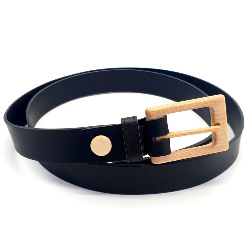 Wood Belt Serengeti Brave 300 - Maple Wood Black Split Leather Belt - 腰帶/皮帶 - 木頭 黑色
