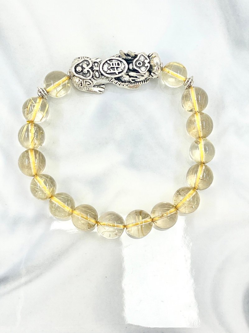 Lucky Pixiu Yellow Hair Crystal Bracelet (Men's Model), (Consecration Included) For Lucky Fortune and Prosperous Career - สร้อยข้อมือ - หยก 