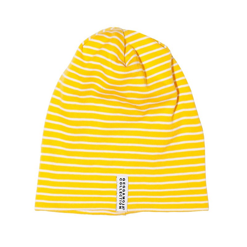 [Nordic children's clothing] Swedish organic cotton children's hat from 2 to 6 years old yellow/white stripes - หมวกเด็ก - ผ้าฝ้าย/ผ้าลินิน สีเหลือง