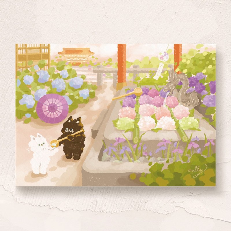 postcard-花手水 - 卡片/明信片 - 紙 多色