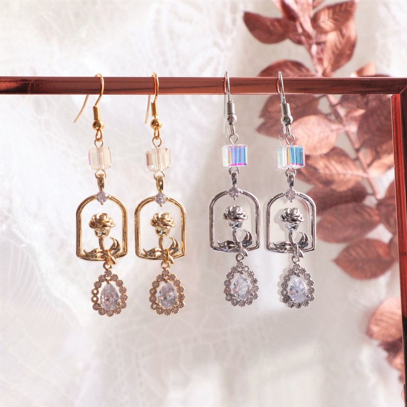 [Sweet Series] Rose Garden Hypoallergenic Earrings Exclusive for Valentine's Day - ต่างหู - โลหะ สีทอง