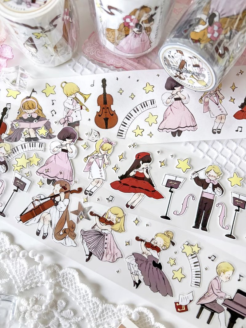 白晝交響曲 ひるまの 音楽あそび PET 和紙膠帶 (kiss-cut) - 膠紙/膠帶/紙膠帶 - 其他材質 多色