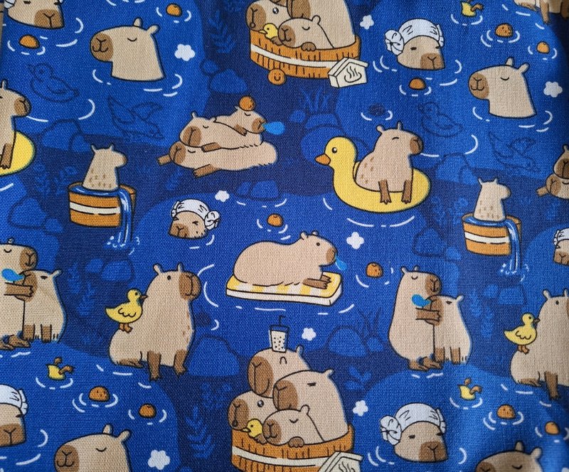 医療用二重手術帽、作業帽、ベーキングキャップ ダークブルーカピバラ柄 中厚綿タイプ - 帽子 - コットン・麻 多色