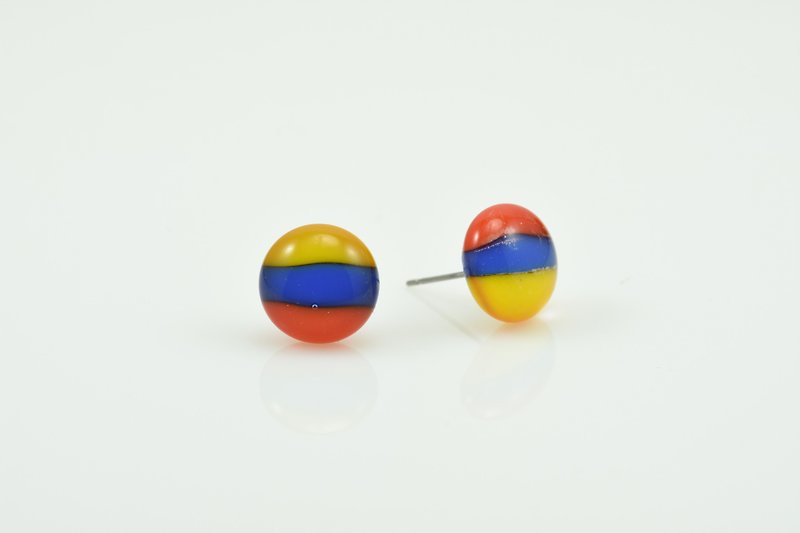 Flag Earring Series-Colombia - Earrings & Clip-ons - Glass Multicolor