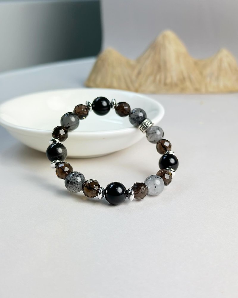 Obsidian black hair crystal citrine natural crystal bracelet/prevent villains and eliminate negative energy - Bracelets - Crystal Black