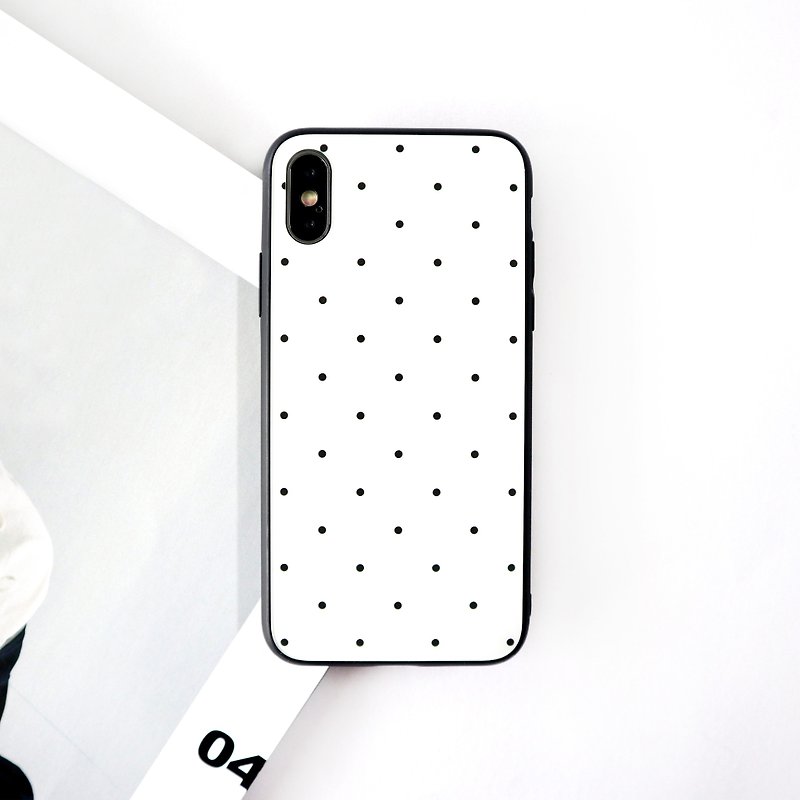 French black dot glass phone case - Phone Cases - Plastic White