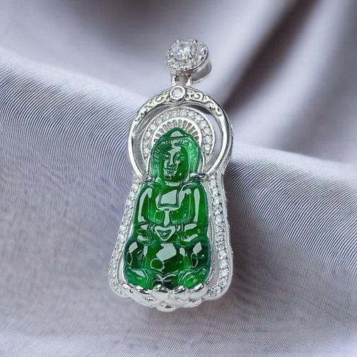 瓔珞珠寶盒 E.L.Jewelry Box 冰種老坑綠翡翠觀音菩薩項鍊 925純銀 | 天然翡翠A貨 | 送禮