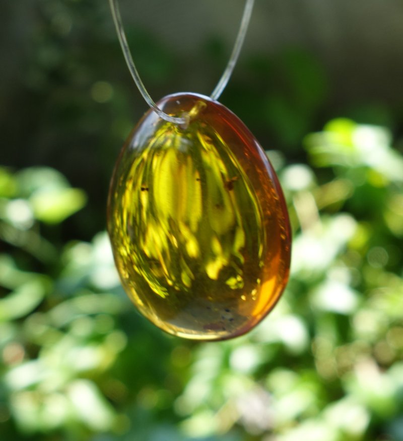 天然琥珀 Amber 蜜蠟 緬甸金珀4.66克 原石 藍珀 波羅的海 水滴型 - 項鍊 - 半寶石 金色