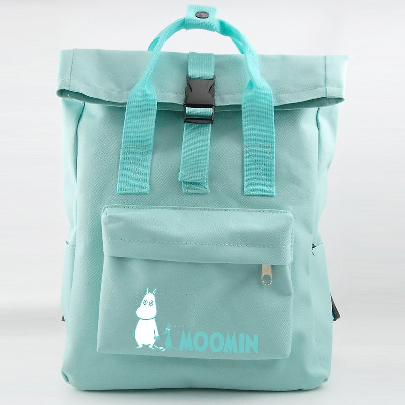 Moomin 噜噜 米 Authority-Unbuttoned Backpack (Light Green) - กระเป๋าเป้สะพายหลัง - เส้นใยสังเคราะห์ สีเขียว