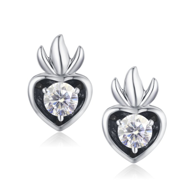 Heart earrings GIA certified diamond studs gold-Dainty stacks small earrings - Earrings & Clip-ons - Diamond White