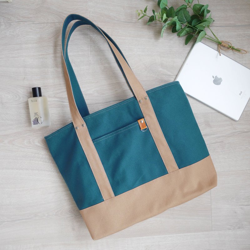 Classic Color Wenqing Large Tote Bag L - กระเป๋าแมสเซนเจอร์ - ผ้าฝ้าย/ผ้าลินิน สีเขียว