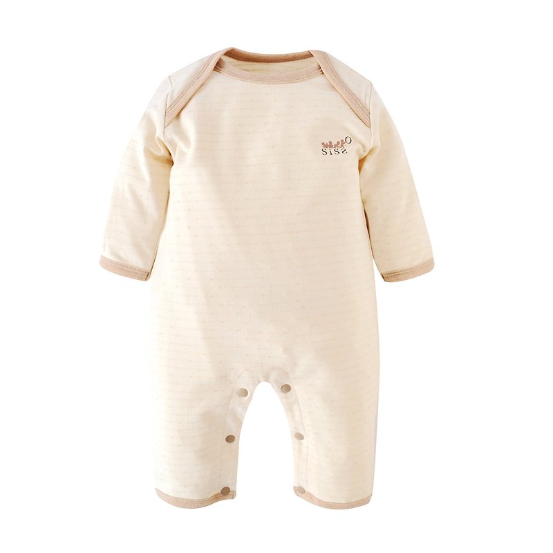 【SISSO有機棉】寶寶好好穿長袖連身衣 3M - 嬰兒連身衣/包被/包巾 - 棉．麻 咖啡色