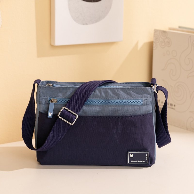 【Kinloch Anderson】Fresh Mocha Multi-compartment Small Square Bag-Dark Blue - กระเป๋าแมสเซนเจอร์ - ไนลอน สีน้ำเงิน