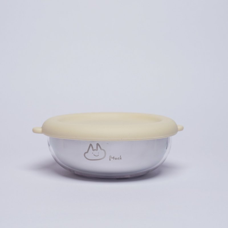 抗菌可微波Essten水晶小粥碗四件組(矽膠上蓋)∣Moek X Jesper - 寶寶/兒童餐具/餐盤 - 不鏽鋼 銀色