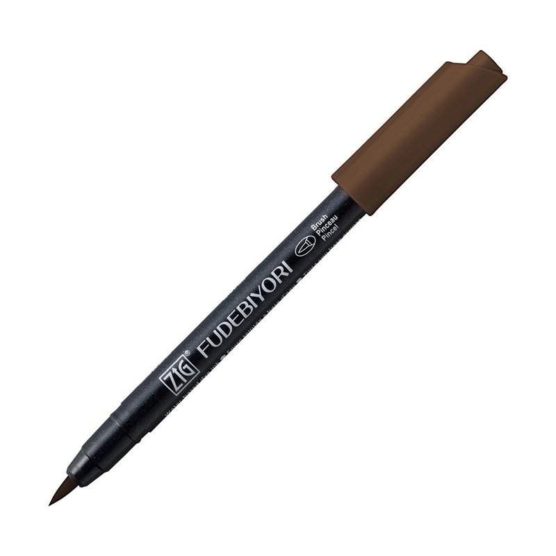 [Kuretake Japan Kuretake] ZIG brush day and watercolor soft brush burnt tea - Other Writing Utensils - Plastic Brown