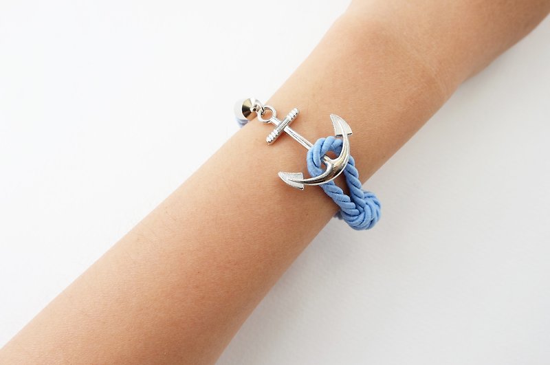 Anchor bracelet / Matte blue twisted rope - Bracelets - Paper Blue