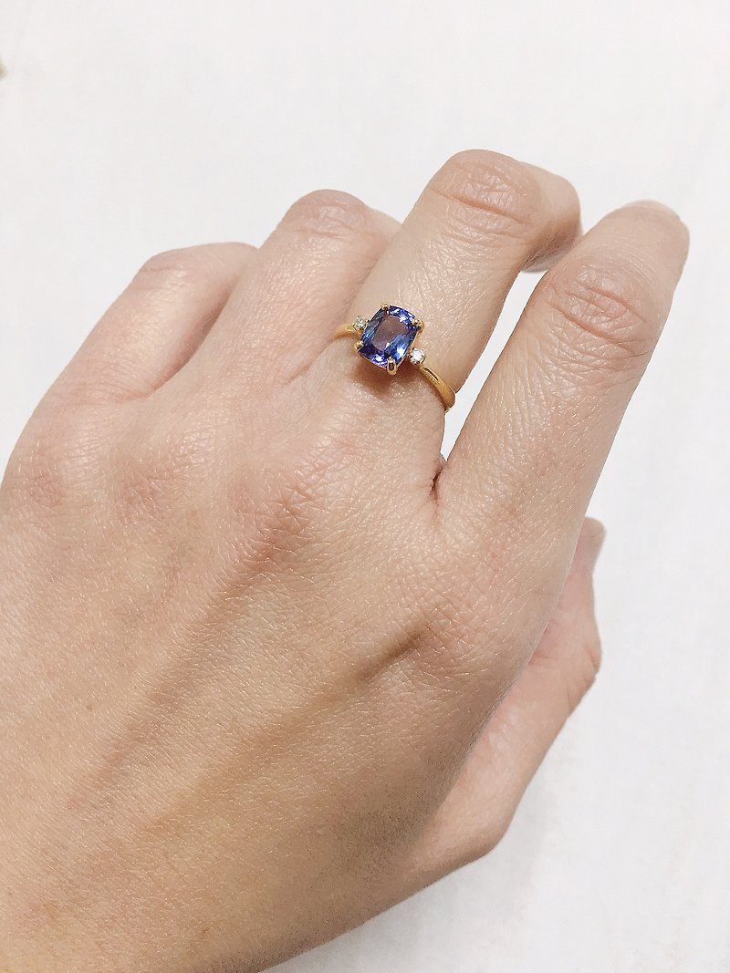 Tanzanite Diamond Ring Handmade in Nepal 18k Gold - General Rings - Gemstone 