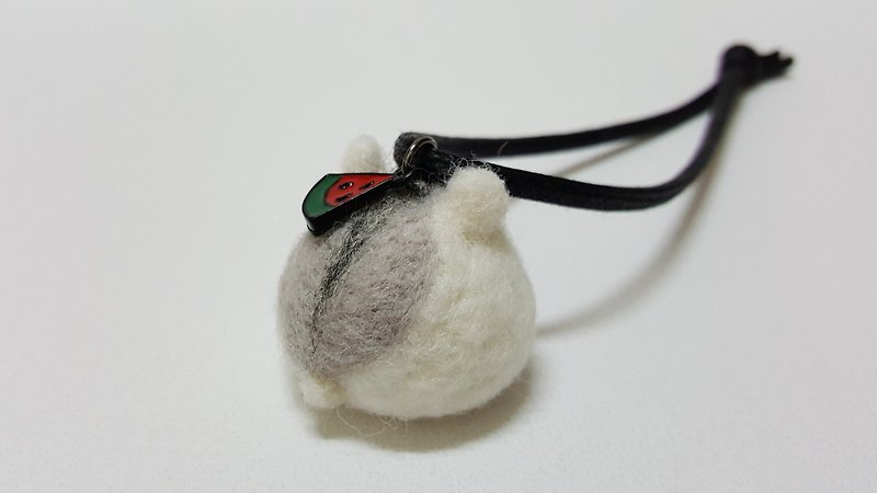 Original wool felt round billiard hamster back ass ass key chain leather rope strap - Keychains - Wool Gray