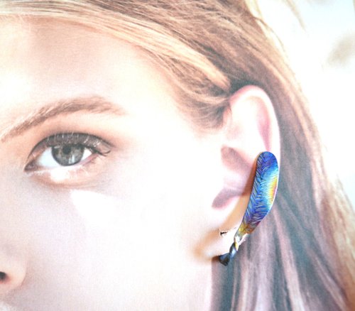 nekohei Titanium ear cuff・飾り羽のチタンイヤーカフ・左４８mmB