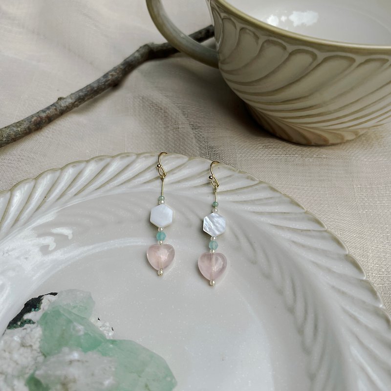 Pink Bubbles Rose Quarts Earrings - Earrings & Clip-ons - Crystal Pink