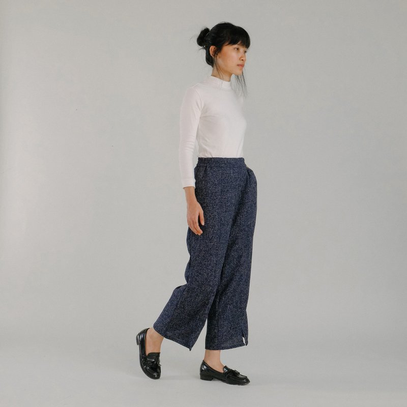 SLIT CULOTTES - 女長褲 - 棉．麻 藍色