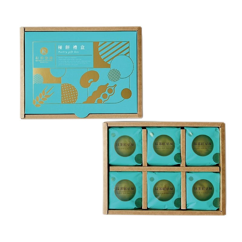 抹茶紅豆椪(茶香日式麻糬口味 ) 6入盒 - 蛋糕/甜點 - 紙 綠色