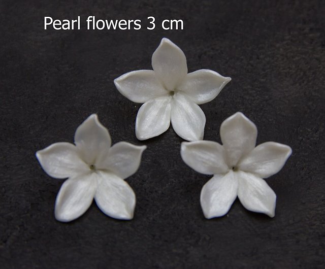 10 pcs White peony beads polymer clay 0,76-0,8 (1,9-2,0cm), Flowers clay  beads