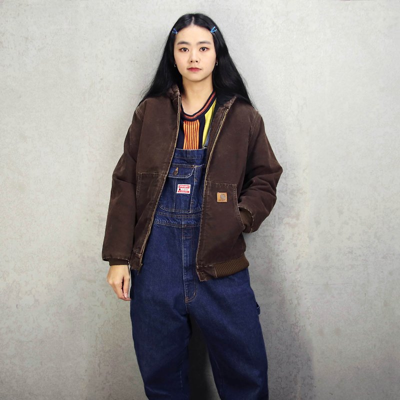 Tsubasa.Y Ancient House 010 Carhartt Brown Hooded Jacket, Tooling Long Sleeve Jacket - Women's Casual & Functional Jackets - Other Materials 
