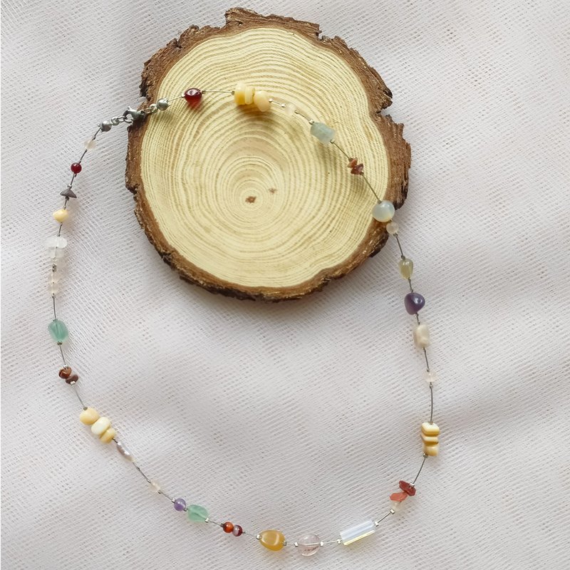 | Archeology 001 | Natural stone beaded necklace | - Necklaces - Semi-Precious Stones Multicolor